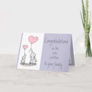 Carte Félicitations aux nouveaux parents Eléphants migno