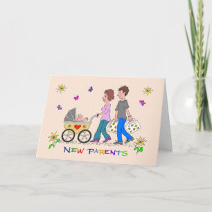 Carte Félicitations aux nouveaux parents Smiling Family 