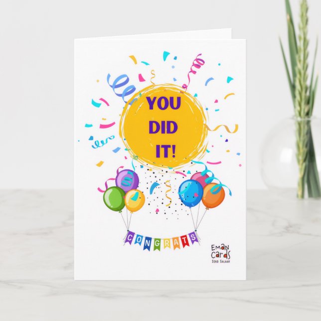 Carte Félicitations avec Confettis et Ballons (Devant)