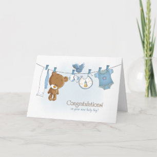 Carte Félicitations Baby Boy avec Teddy Bear