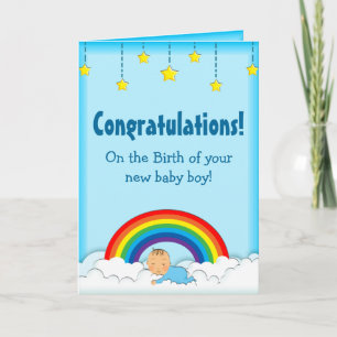 Carte Félicitations Baby Boy rainbow card