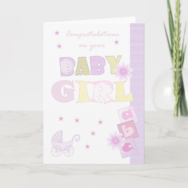 Carte Félicitations Baby Girl Card, Nouveau bébé (Devant)