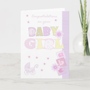 Carte Félicitations Baby Girl Card, Nouveau bébé