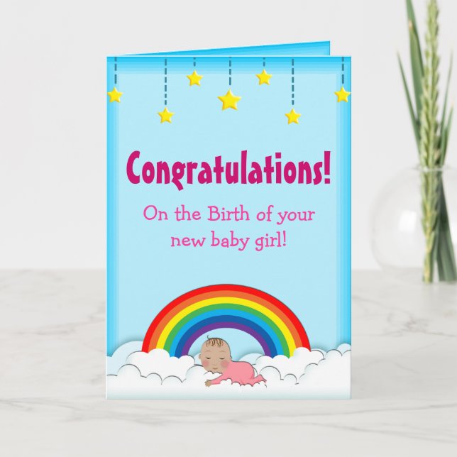 Carte Félicitations Baby Girl rainbow card (Devant)