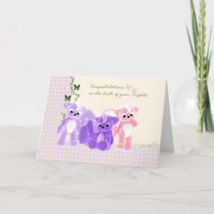 Carte Félicitations Baby Triplets Card, Nouveau bébé