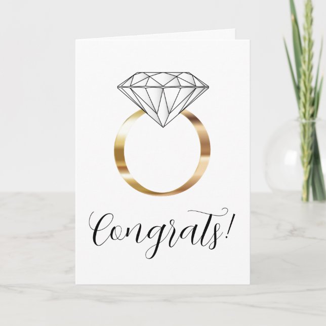 Carte Félicitations Bague de Mariage Or Diamant (Devant)