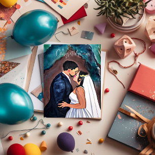 Carte Félicitations   Baiser Mariage de couple