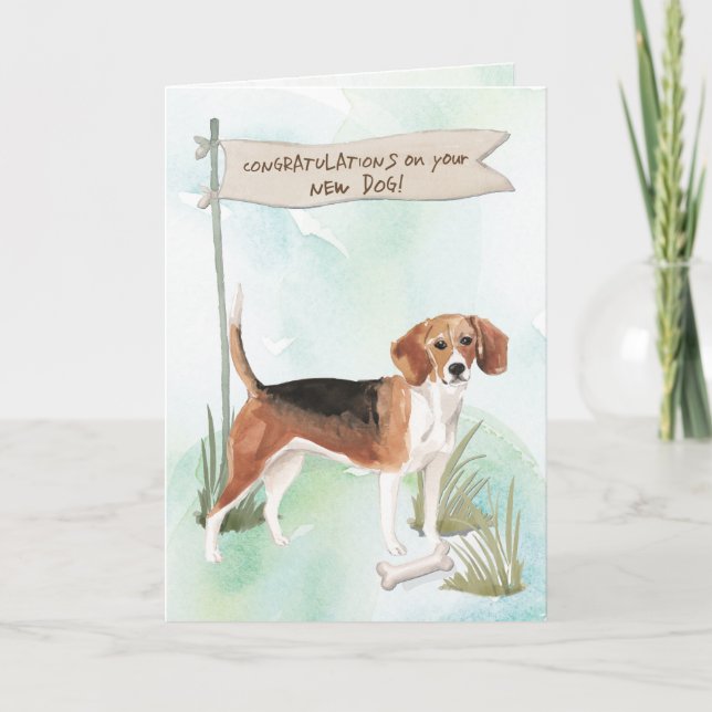 Carte Félicitations beagles pour le nouveau chien (Devant)