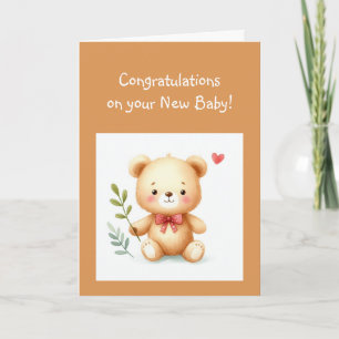 Carte Félicitations Bébé amusant ours en peluche