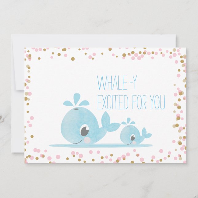 Carte Félicitations Bébé Aquarelle Baleines Mignonnes (Devant)