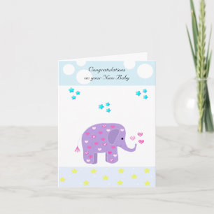 Carte Félicitations bébé éléphant