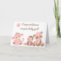 Félicitations Bébé Fille Nouveaux Animaux Note Ros