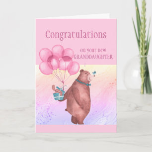 Carte Félicitations Bébé Fun FunTeddy Bear Balloon