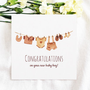 Carte Félicitations Boho Baby Clothes