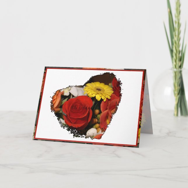 Carte Félicitations Bouquet Grunge Flower Heart (Devant)