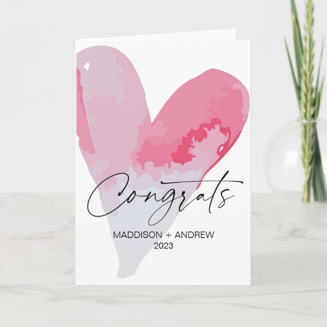 Carte Félicitations Cadeau de mariage fiançailles Cœur (Devant)