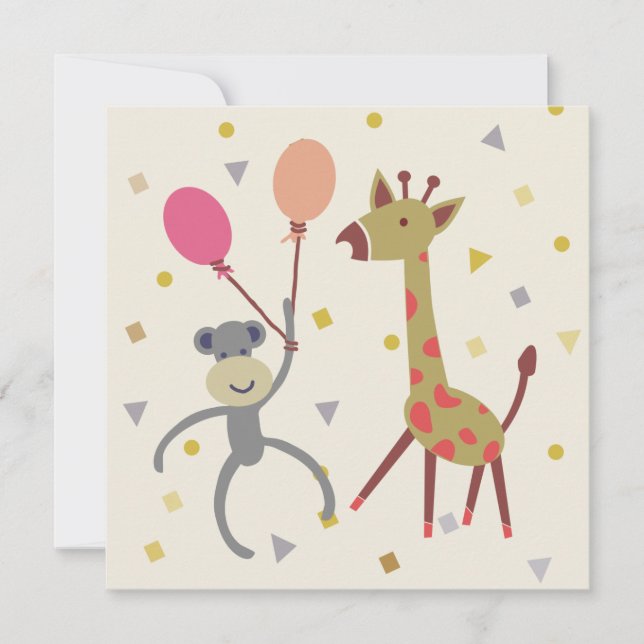 carte félicitations Caïn avec ballon et giraffe (Devant)