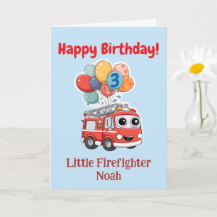 Carte Félicitations Camion de Pompiers, Anniversaire Per