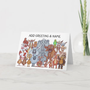 Carte Félicitations Caricature Animals Card