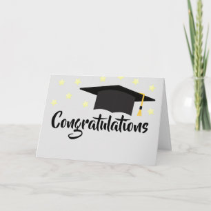Carte Félicitations Casquette De Diplôme Entouré D'Étoil