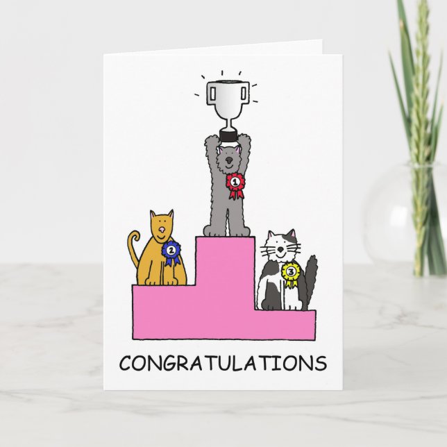 Carte Félicitations Cat Show Succès Cartoon (Devant)