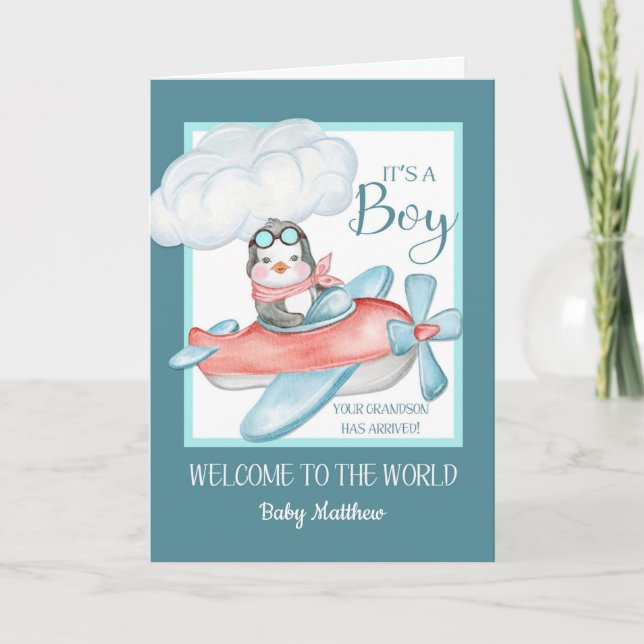 Carte Félicitations C'est un petit garçon Nom personnali (Devant)