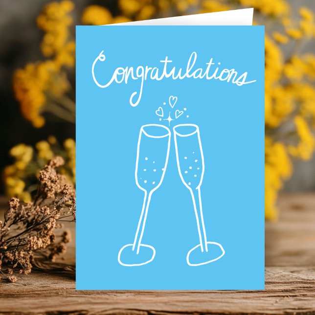Carte Félicitations Champagne Fiançailles Sketch Doodle (Congratulations Champagne Engagement Wedding marriage Sketch Doodle Card
)