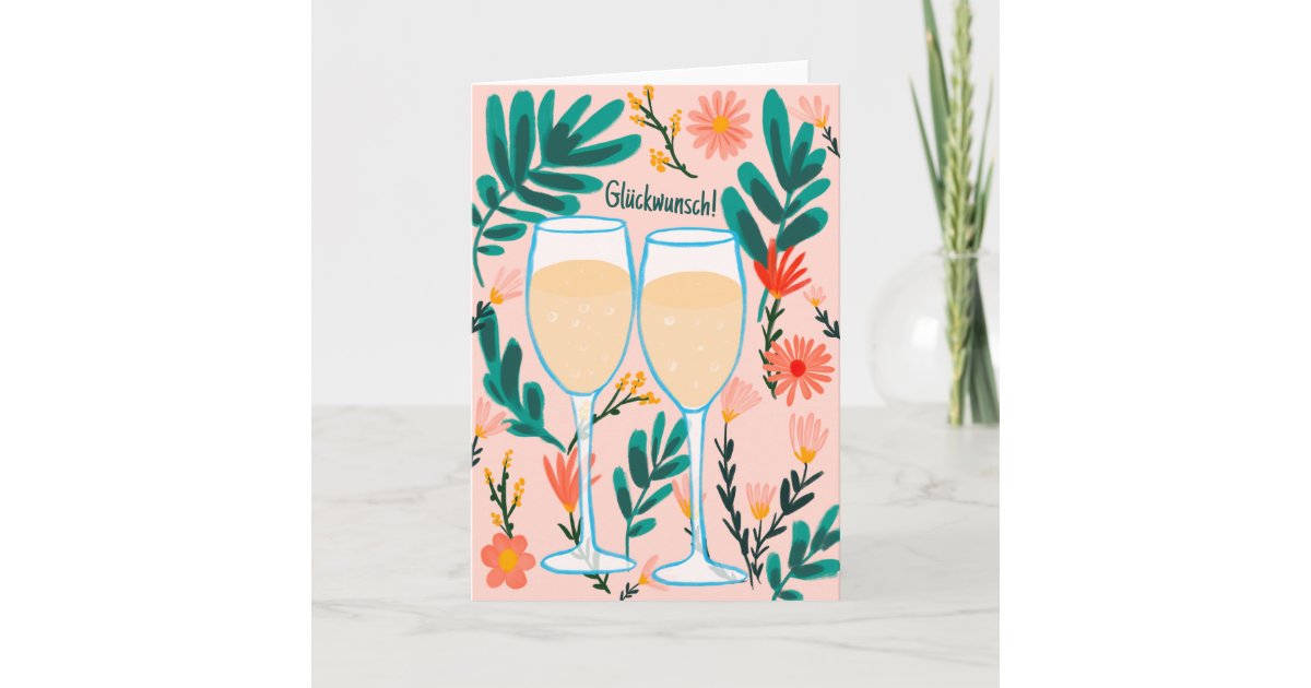 Carte Félicitations Champagne Fleurs Joyeux Mariage | Zazzle.fr