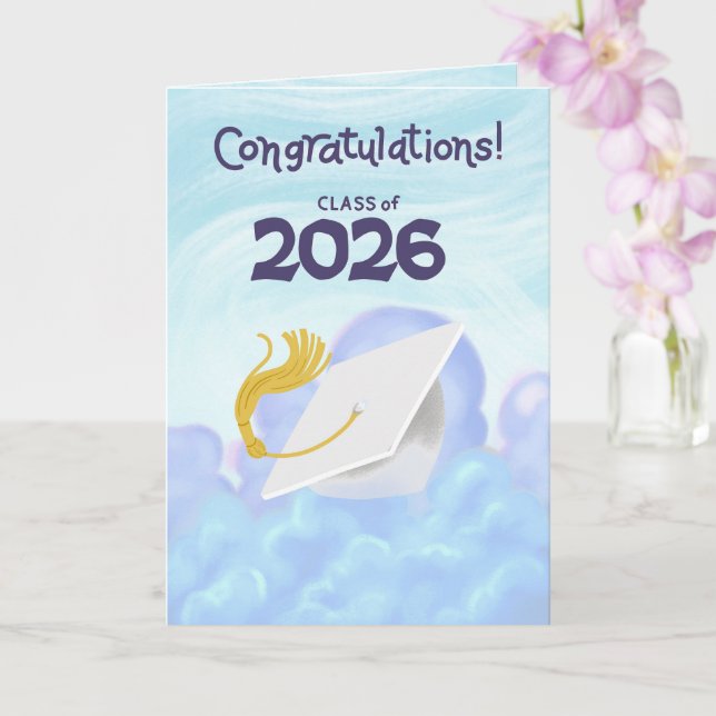 Carte Félicitations Classe de 2026 Casquette de remise d (Orchidée)