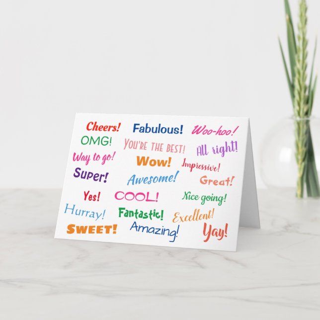 Carte Félicitations Colorful Fun Bright Multi Phrase (Devant)