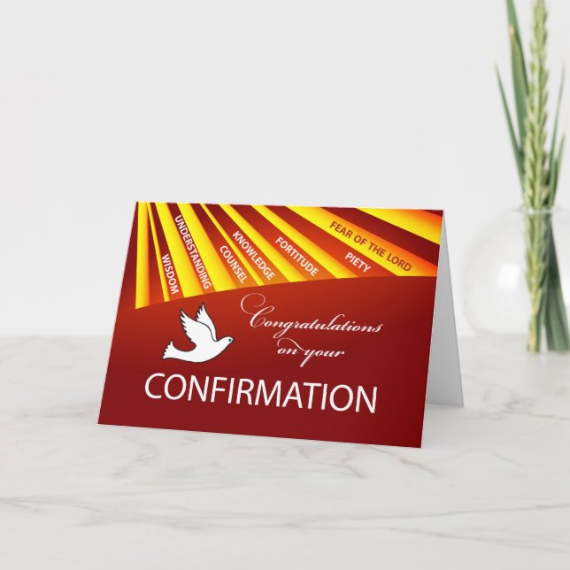 Carte Félicitations Confirmation Colombe avec Or et R (Devant)