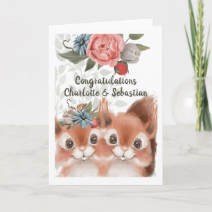 Carte Félicitations Couple d'écureuil mignon