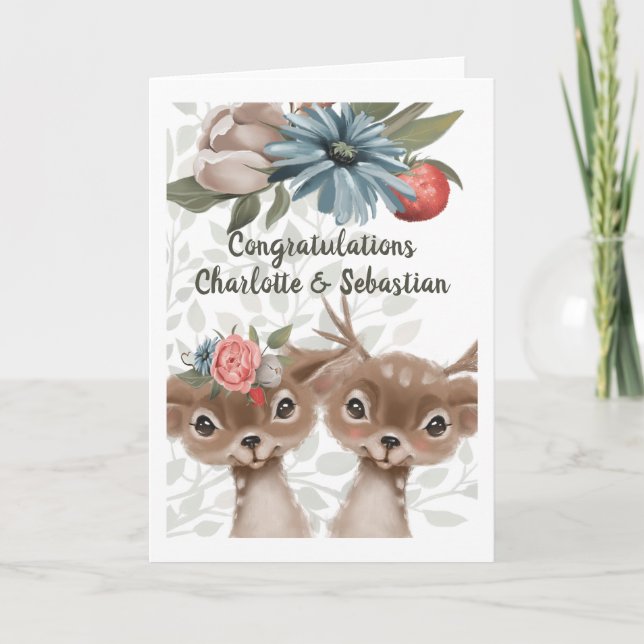 Carte Félicitations Cute Deer Couple (Devant)