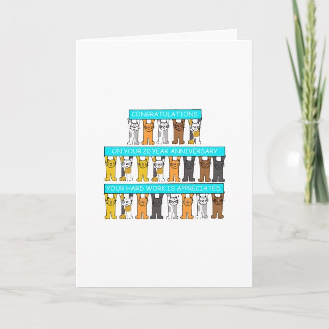 Carte Félicitations d'anniversaire de travail de 20 ans (Devant)