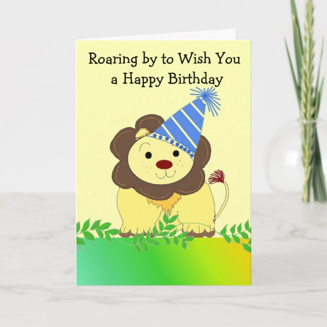 Carte Félicitations d'anniversaire pour un lion mignon (Devant)