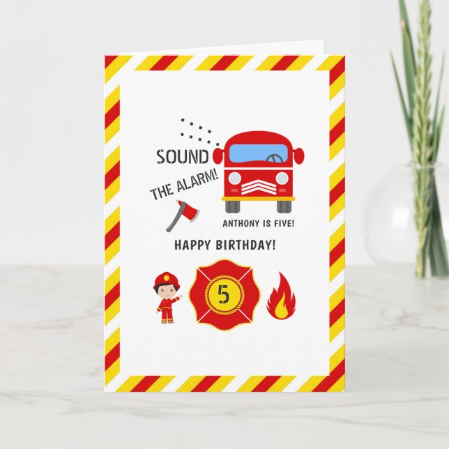 Carte Félicitations d'anniversaire pour un pompier (Devant)