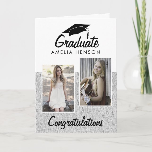 Carte Félicitations de diplômé rustique 2 Collage photo (Devant)