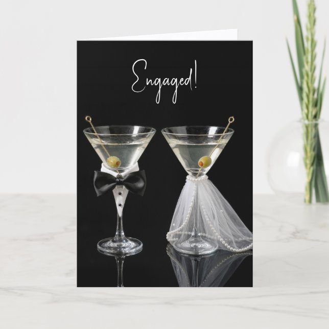 Carte Félicitations de fiançailles Martini Cocktails (Devant)