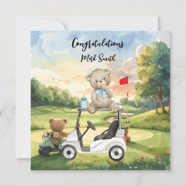 Carte Félicitations de golf pour bébé golfeur C'est une  (Devant)