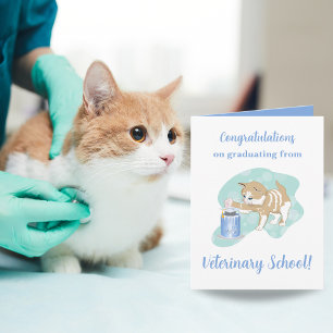 Carte Félicitations de la part du chat de l'école vétéri