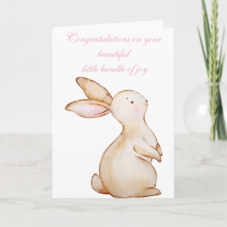 Carte Félicitations de lapin personnalisables pour la na
