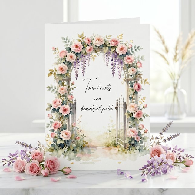 Carte Félicitations de mariage avec arche florale rose a (Créateur téléchargé)