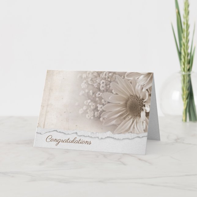 Carte Félicitations de mariage bouquet de marguerite (Devant)