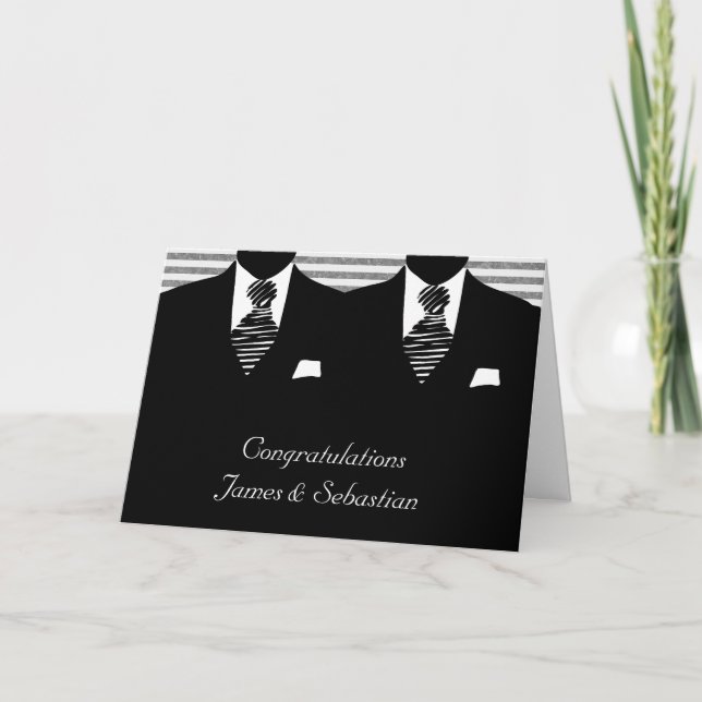 Carte Félicitations de mariage de M et M deux mariés (Devant)