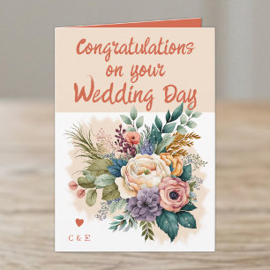 Carte Félicitations de mariage Fleur orange pêche