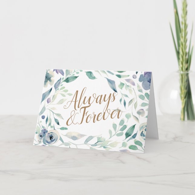 Carte Félicitations de mariage floral aquarelle lavande (Devant)