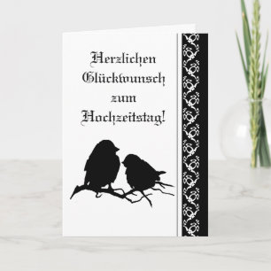 Carte Félicitations de mariage Oiseau Silhouette Françai