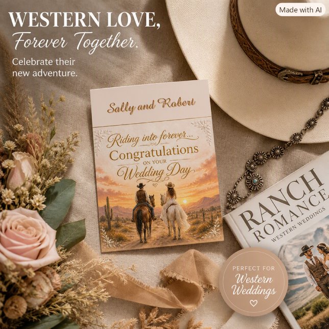 Carte Félicitations de mariage western rustique  (Créateur téléchargé)