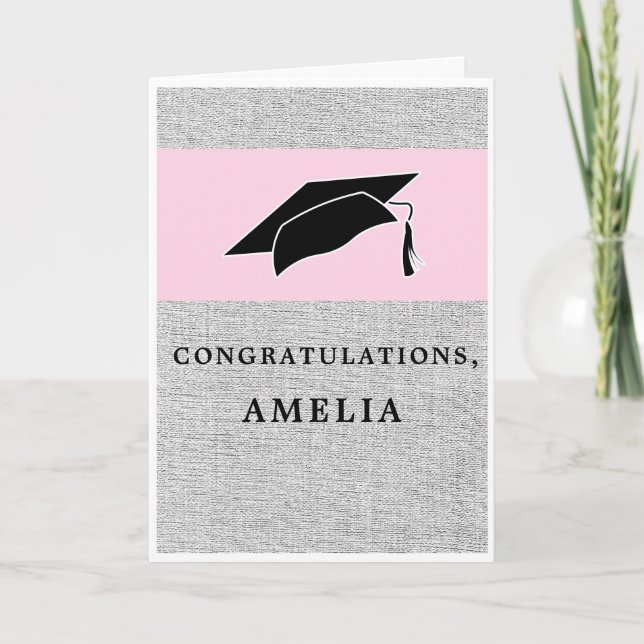 Carte Félicitations de remise de diplôme Rose Gris Rusti (Devant)