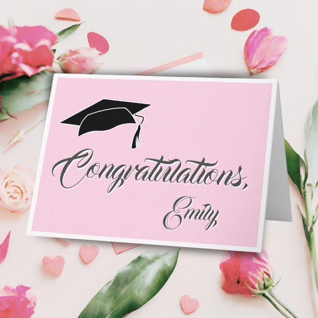 Carte Félicitations de remise de diplômes Rose Moderne (Créateur téléchargé)